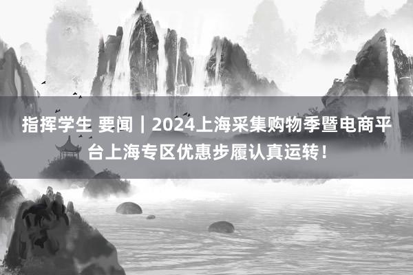 指挥学生 要闻｜2024上海采集购物季暨电商平台上海专区优惠步履认真运转！